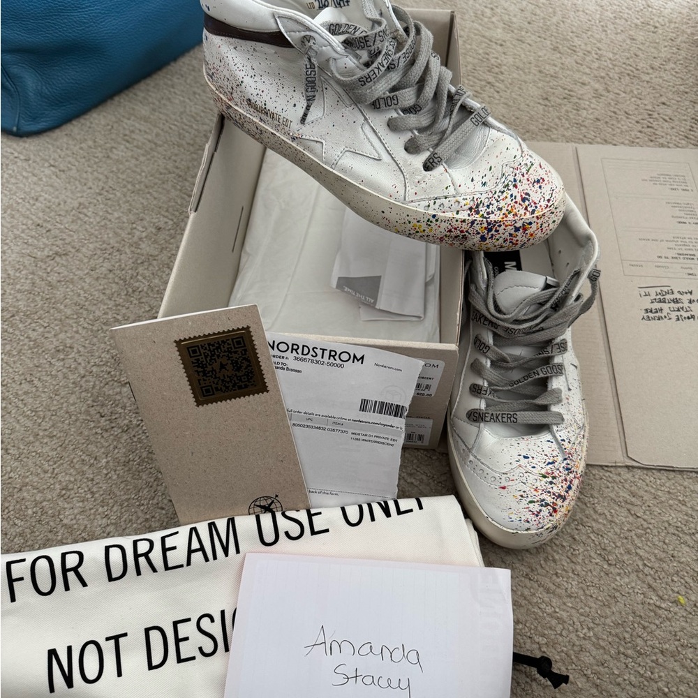 Golden Goose White Sneakers with Colorful Speckles